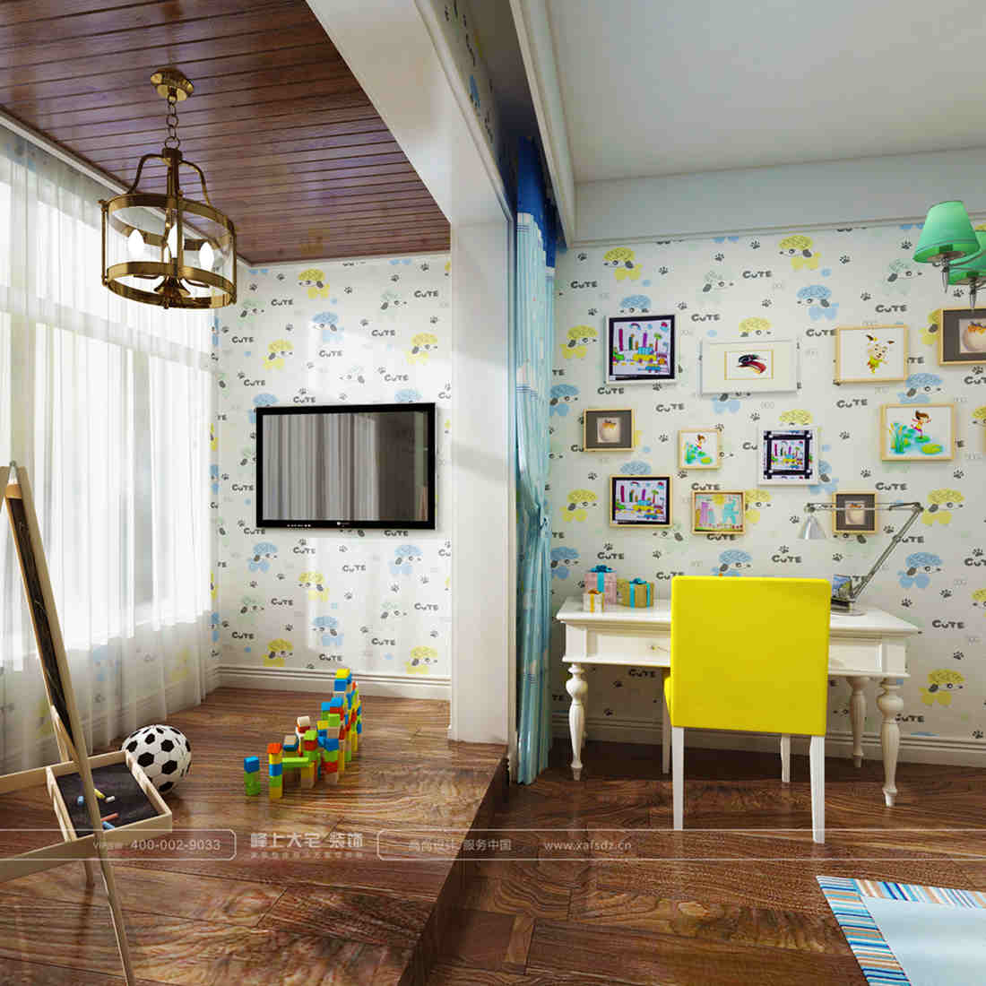儿童房选择与阳台合并起来，作为未来孩子的一个娱乐玩耍的地方，让空间更大一些。